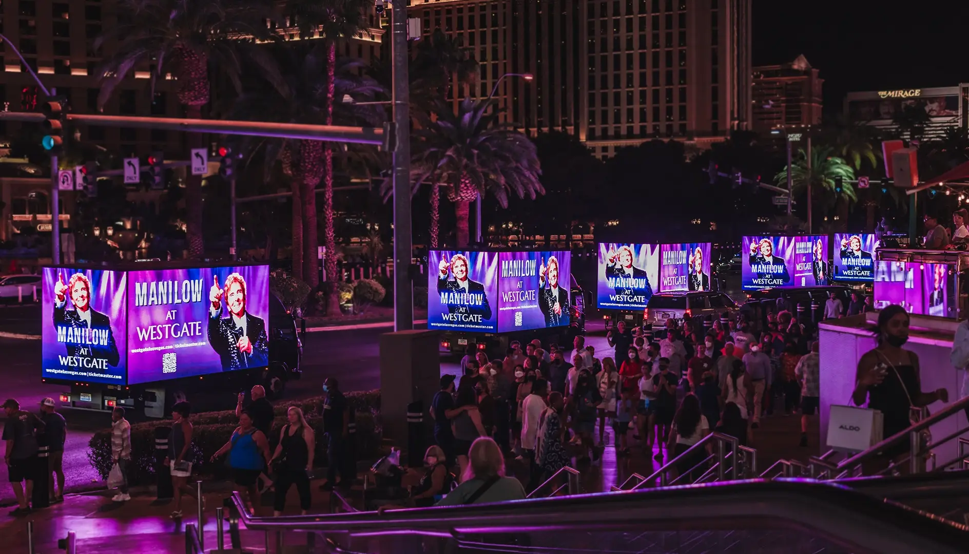 las vegas mobile billboard trucks in front of the bellagio