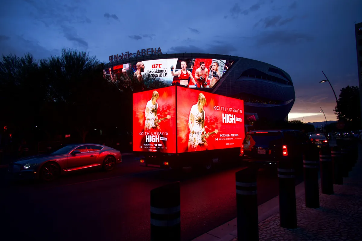 Las Vegas digital mobile billboard truck displaying Keith Urban at T-Mobile Arena
